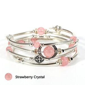 Strawberry Crystal Silver and Pink Bracelet 4 Layers🍓🍰NWT